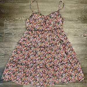 B Darlin Womens Babydoll Tiered Floral Mini Dress‎ Size 1/2 Flirty Coquette